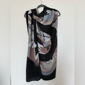 Don Marcello Hand Printed Scarf 100% Silk - Black